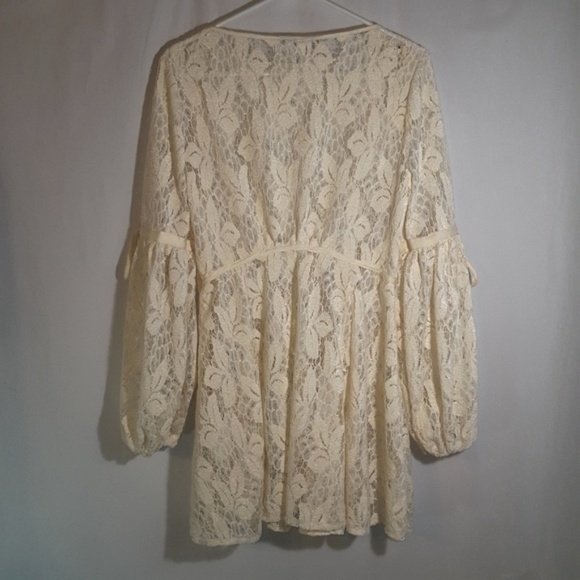 Poet Sleeves Lace Babydoll Tunic Dress - Picture 6 of 8